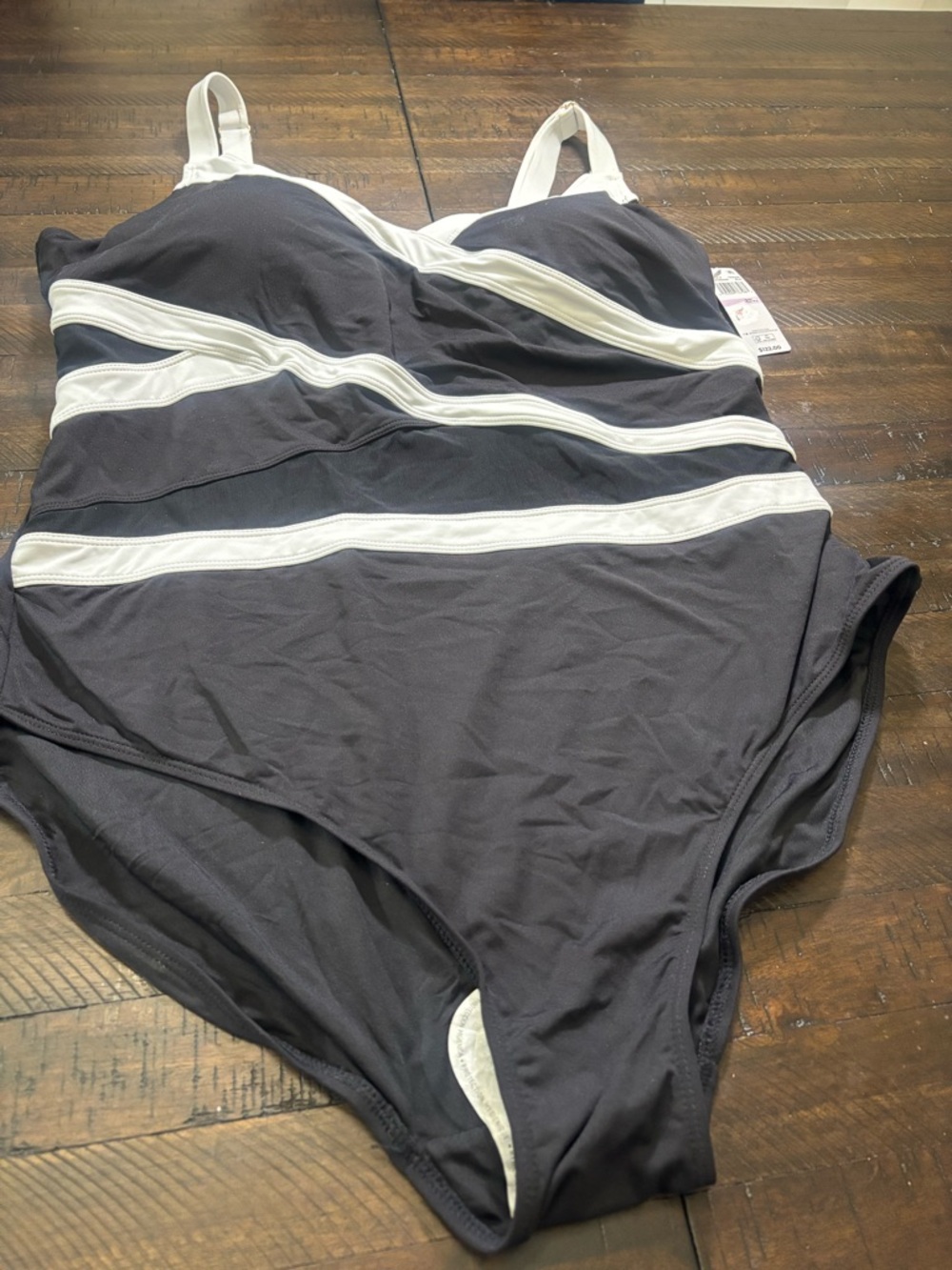 Anne Cole Black One-Piece Swimsuit with White Trim 22W #00010